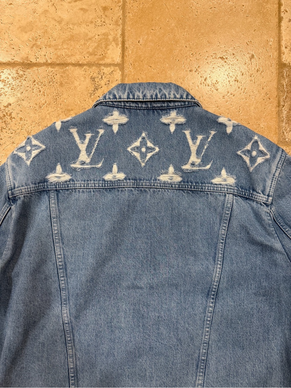 Louis Vuitton SS25 Frayed / Distressed Monogram Blue Denim Trucker Jacket - Picture 13 of 16